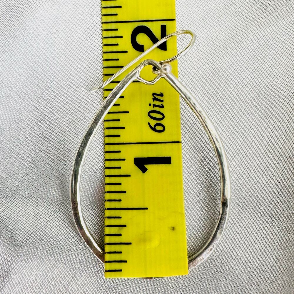 New Noa Zuman 925 Sterling Silver Textured Teardrop Dangle Earrings Handmade - Picture 8 of 9